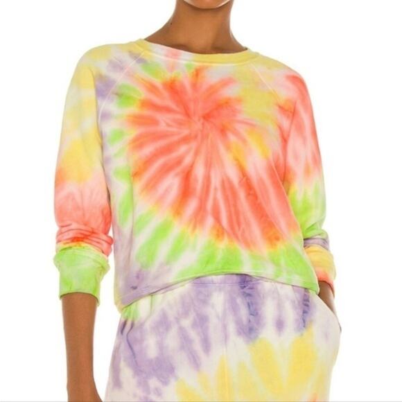 Hanes ReDone Neon Spiral Dye Raglan Crewneck XS NWT - Picture 1 of 7